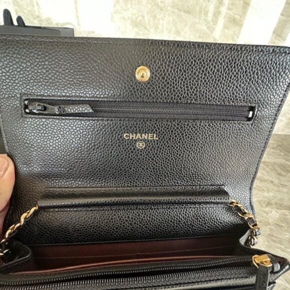 Chanel Lambskin Caviar Black Wallet On Chain Gold Hardware - Picture 11 of 15